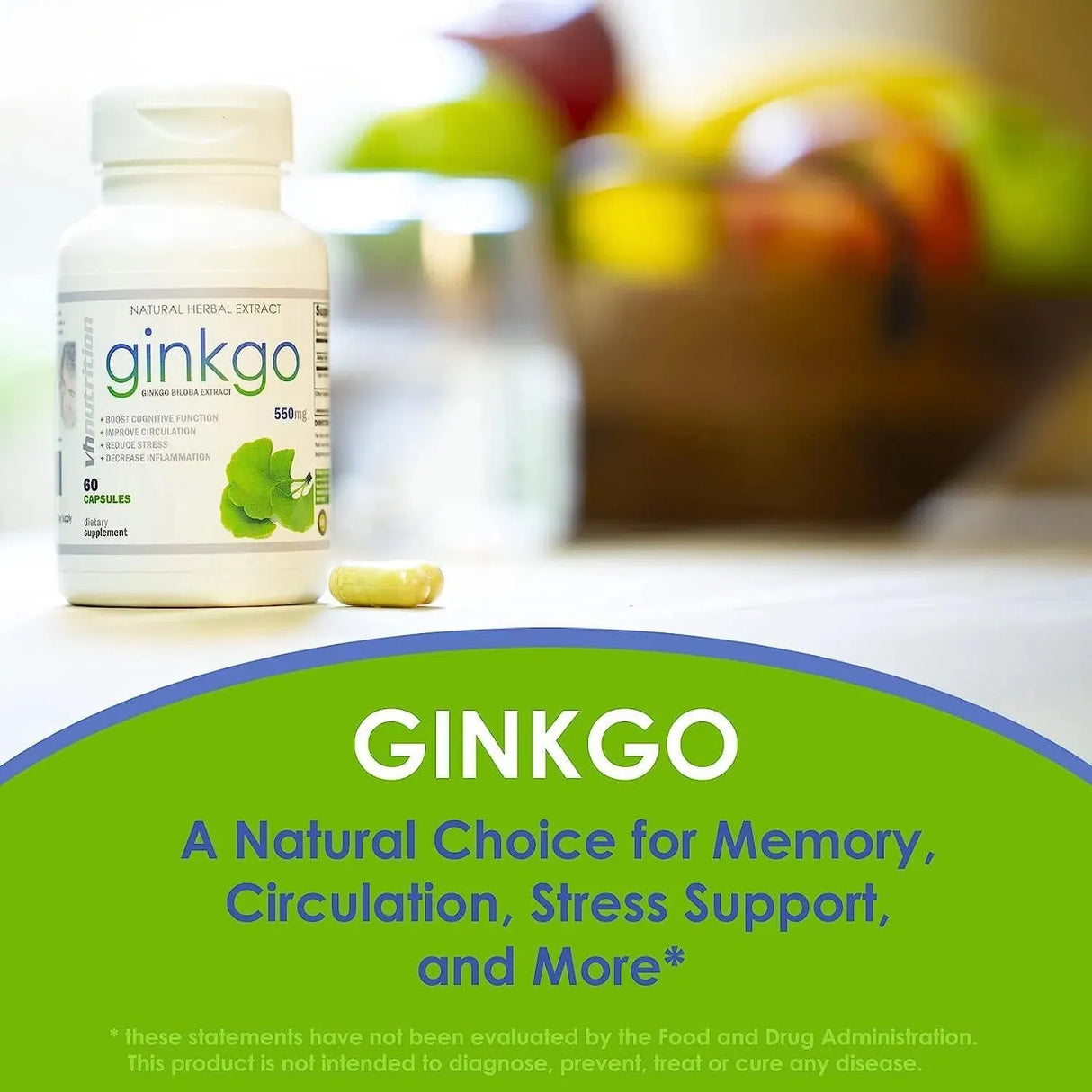 VH NUTRITION - VH Nutrition Ginkgo Biloba 550Mg. 60 Capsulas - The Red Vitamin MX - Suplementos Alimenticios - {{ shop.shopifyCountryName }}