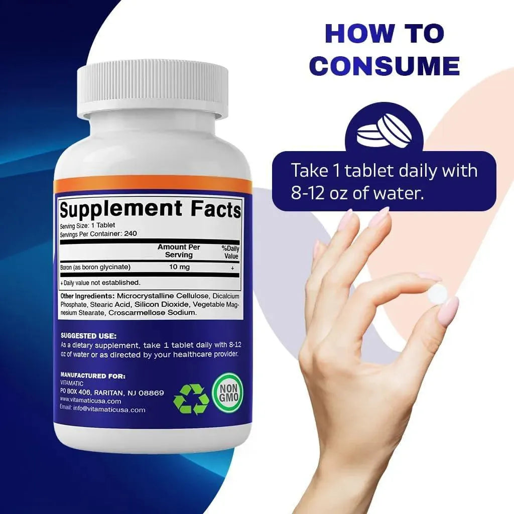VITAMATIC - Vitamatic Chelated Boron 10Mg. 240 Tabletas - The Red Vitamin MX - Suplementos Alimenticios - {{ shop.shopifyCountryName }}