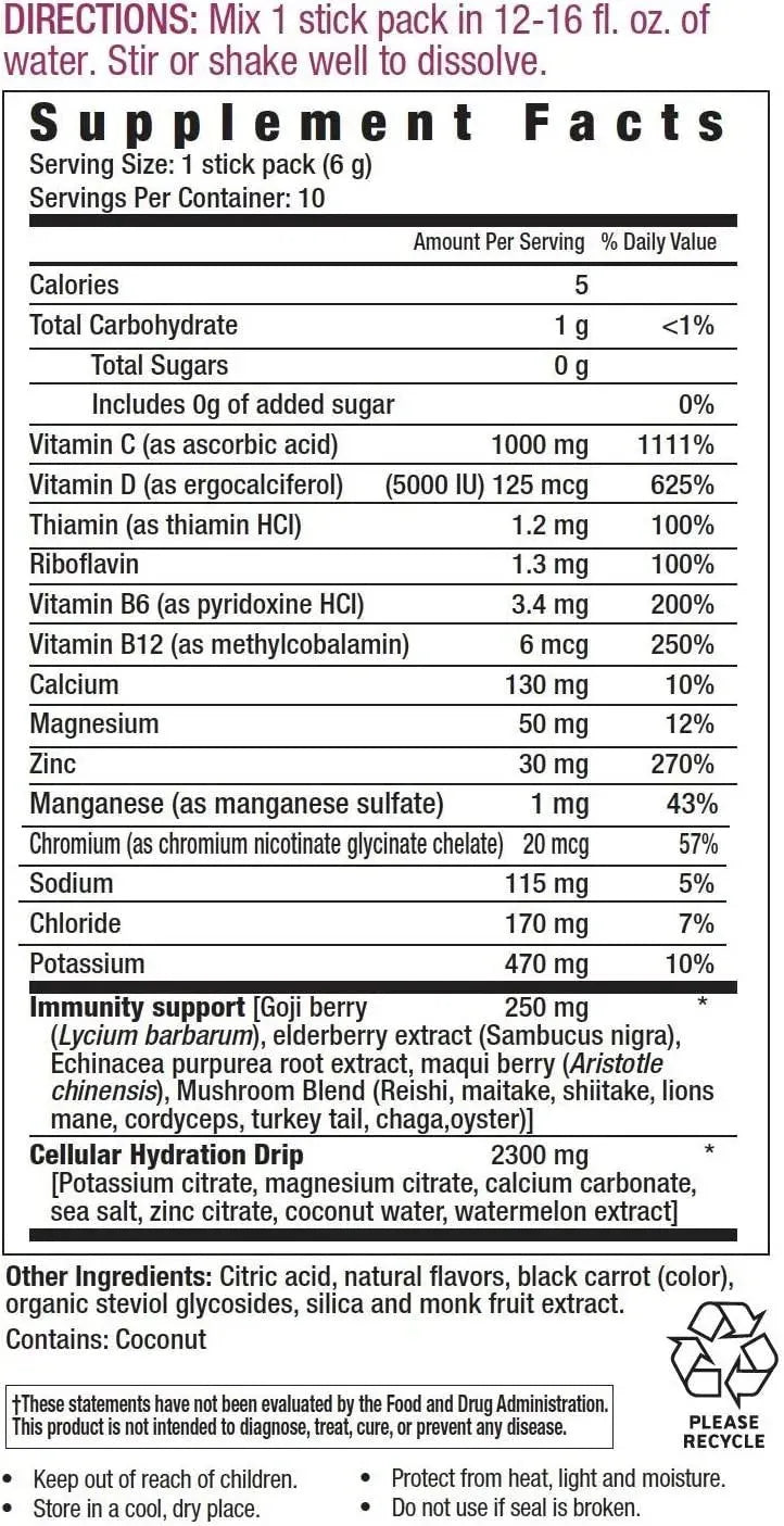 VITAMIN HYDRATE - VitaminHydrate Hydration Powder Electrolyte Supplement Drink Mix 10 Paquetes - The Red Vitamin MX - Suplementos Alimenticios - {{ shop.shopifyCountryName }}