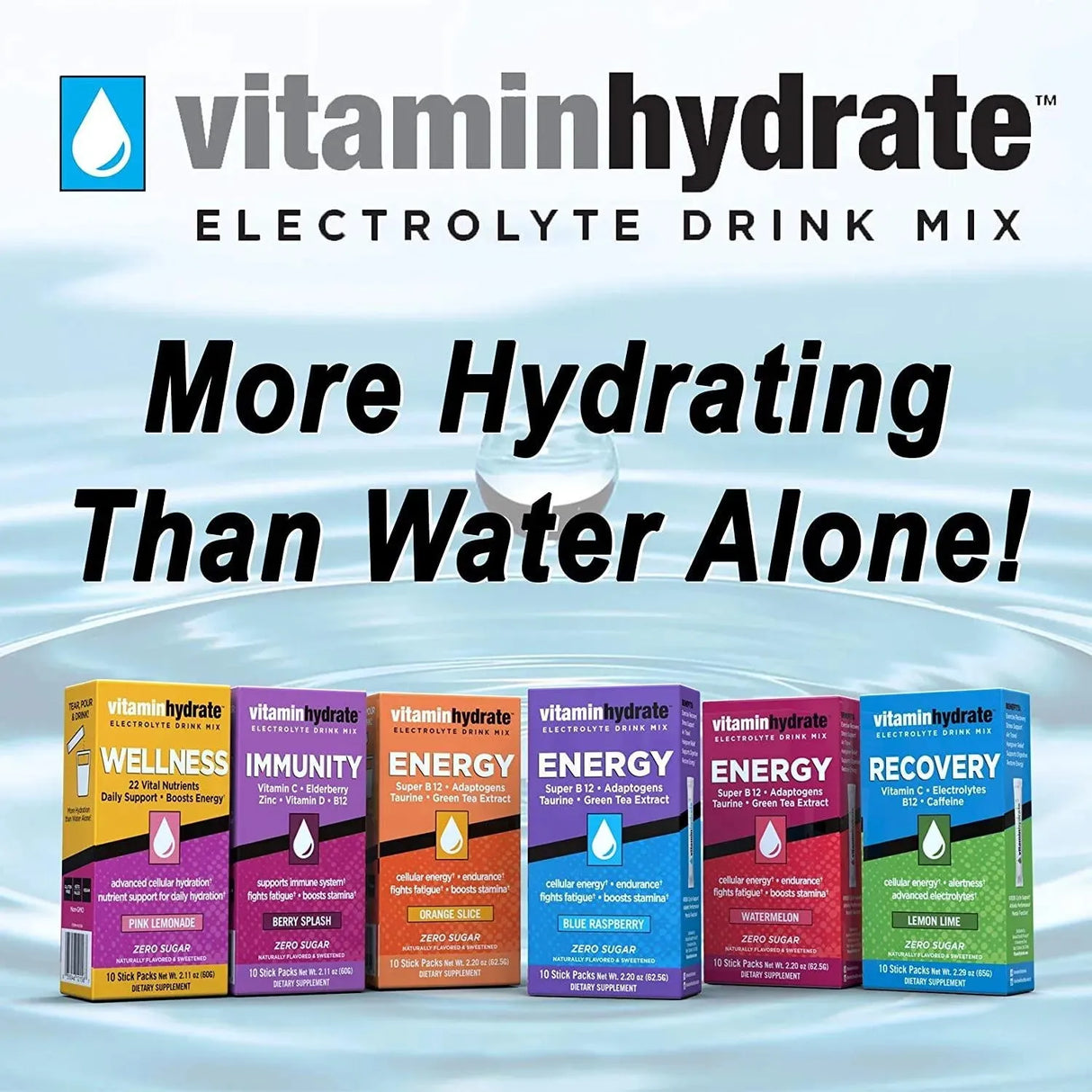 VITAMIN HYDRATE - VitaminHydrate Hydration Powder Electrolyte Supplement Drink Mix 10 Paquetes - The Red Vitamin MX - Suplementos Alimenticios - {{ shop.shopifyCountryName }}