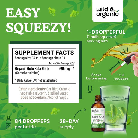 WILD & ORGANIC - Wild & Organic Gotu Kola Drops 2 Fl.Oz. - The Red Vitamin MX - Suplementos Alimenticios - {{ shop.shopifyCountryName }}