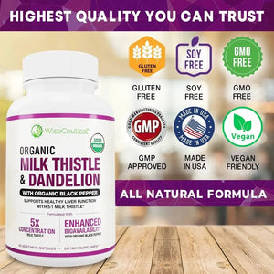 WISECEUTICAL - Wiseceutical Organic Milk Thistle Concentrated Extract 2000Mg. 60 Capsulas - The Red Vitamin MX - Suplementos Alimenticios - {{ shop.shopifyCountryName }}