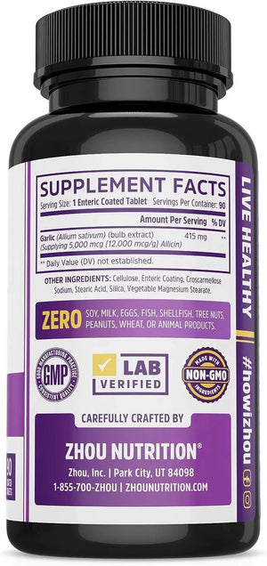 ZHOU - Zhou Nutrition Garlic Supplement 90 Tabletas - The Red Vitamin MX - Suplementos Alimenticios - {{ shop.shopifyCountryName }}