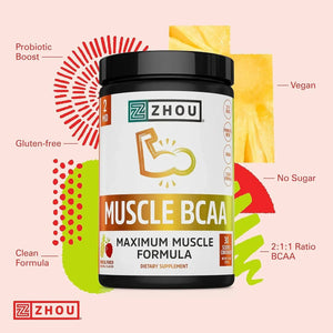 ZHOU - Zhou Nutrition Muscle BCAA Powder 30 Servicios Tropical Punch 330Gr. - The Red Vitamin MX - Suplementos Alimenticios - {{ shop.shopifyCountryName }}