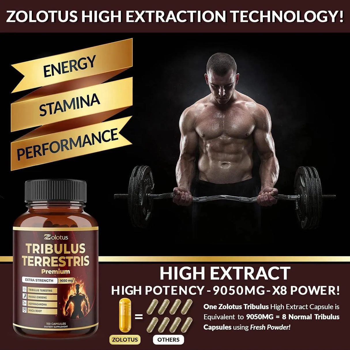 ZOLOTUS - Zolotus Tribulus Terrestris 9050Mg. 150 Capsulas - The Red Vitamin MX - Suplementos Alimenticios - {{ shop.shopifyCountryName }}