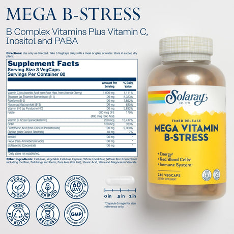 Solaray Mega Vitamin B-Stress 240 Capsulas