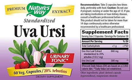 Nature's Way Uva Ursi Premium Extract 666Mg. 60 Capsulas - The Red Vitamin