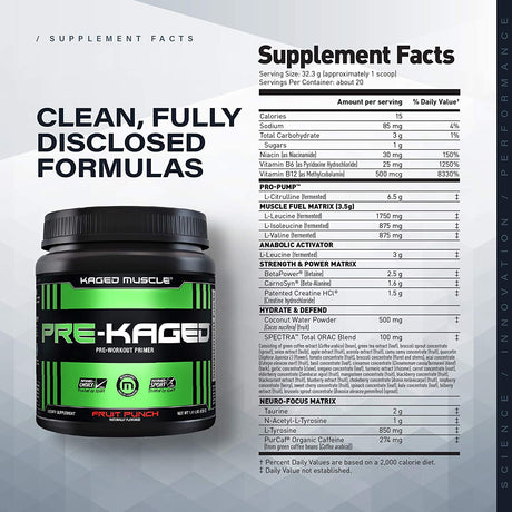Kaged Muscle PRE-KAGED 20 Servicios - The Red Vitamin