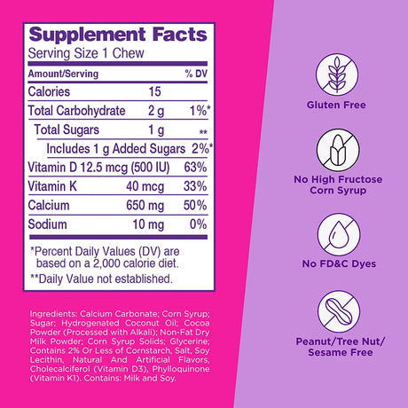 Viactiv Calcium +Vitamin D3 Supplement 60 Soft Chews