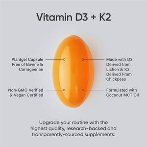 Sports Research Vitamin K2 + D3 with Organic Coconut Oil 60 Capsulas