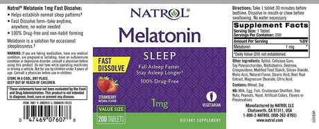 Natrol Melatonin Extra Strength Fast Dissolve 1Mg. 200 Tabletas - The Red Vitamin