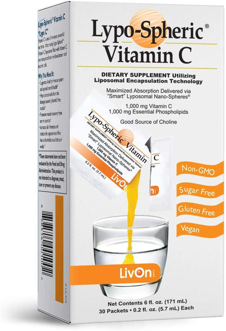LivOn Lypo-Spheric Vitamin C 1,000Mg. Vitamina C Por Paquete 30 Paquetes - The Red Vitamin