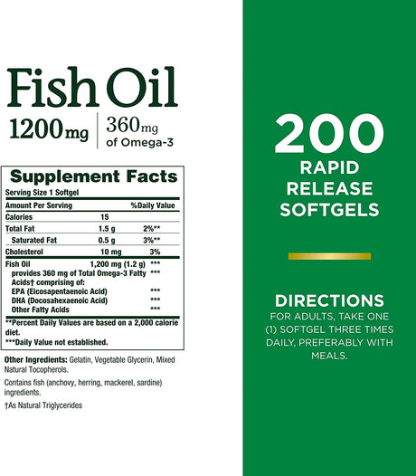 Nature's Bounty Fish Oil 1200Mg. 200 Capsulas Blandas