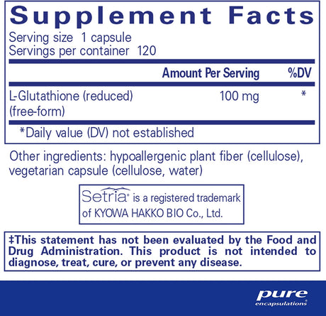 Pure Encapsulations Reduced Glutathione 120 Capsulas