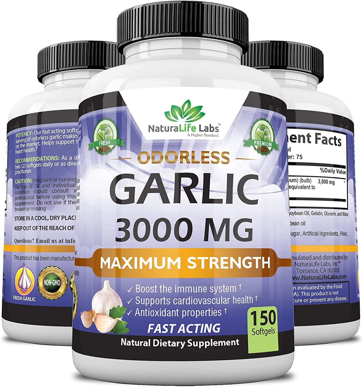 NaturaLife Labs Odorless Garlic 3000Mg. 150 Capsulas Blandas