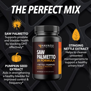 Havasu Nutrition Saw Palmetto 3X Formula  Nettle Seed & Pumpkin Seed Oil 120 Capsulas