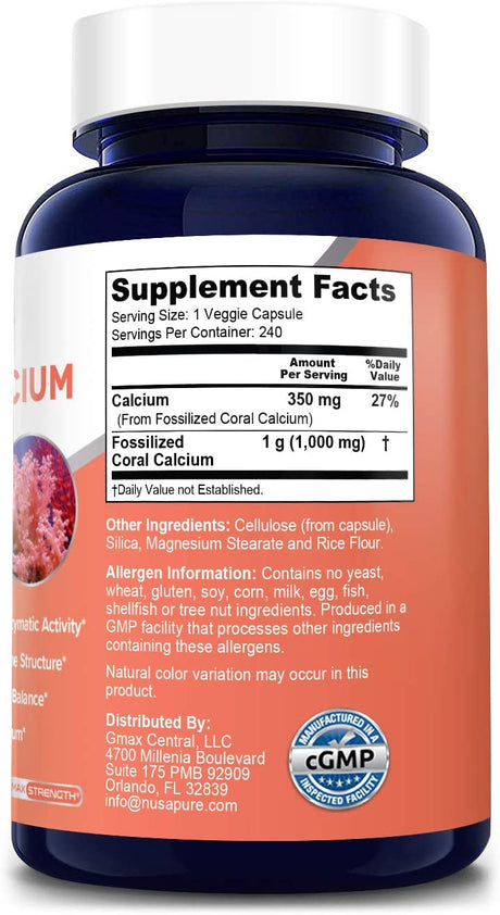 Nusapure Coral Calcium 1000Mg. 240 Capsulas