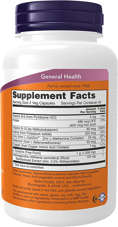 NOW Supplements Thyroid Energy 180 Capsulas