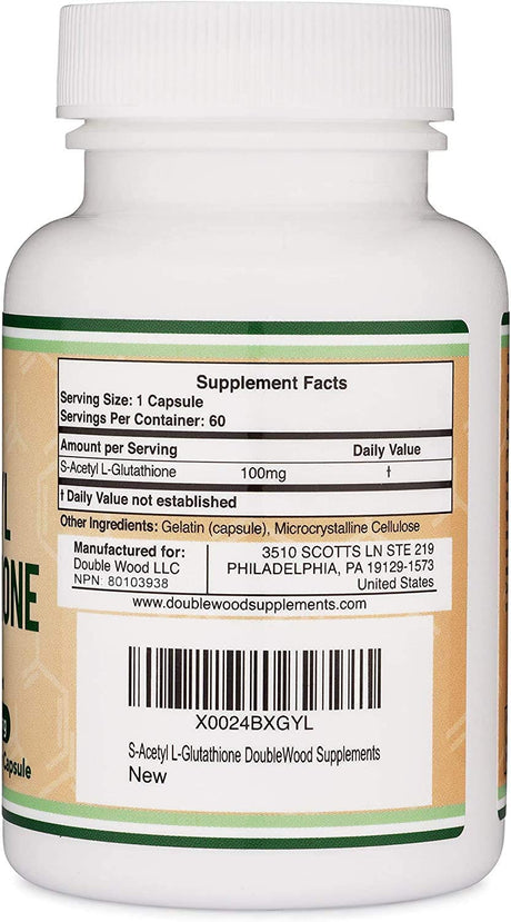 Double Wood Supplements S-Acetyl L-Glutathione 100Mg. 60 Capsulas