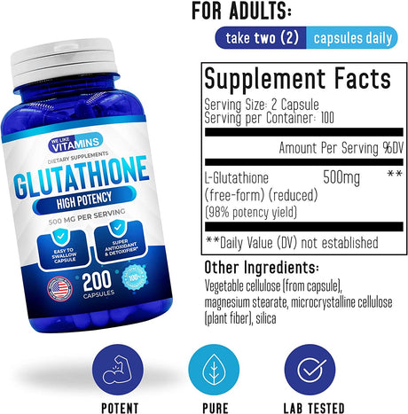 We Like Vitamins Glutathione Reduced 500Mg. 200 Capsulas