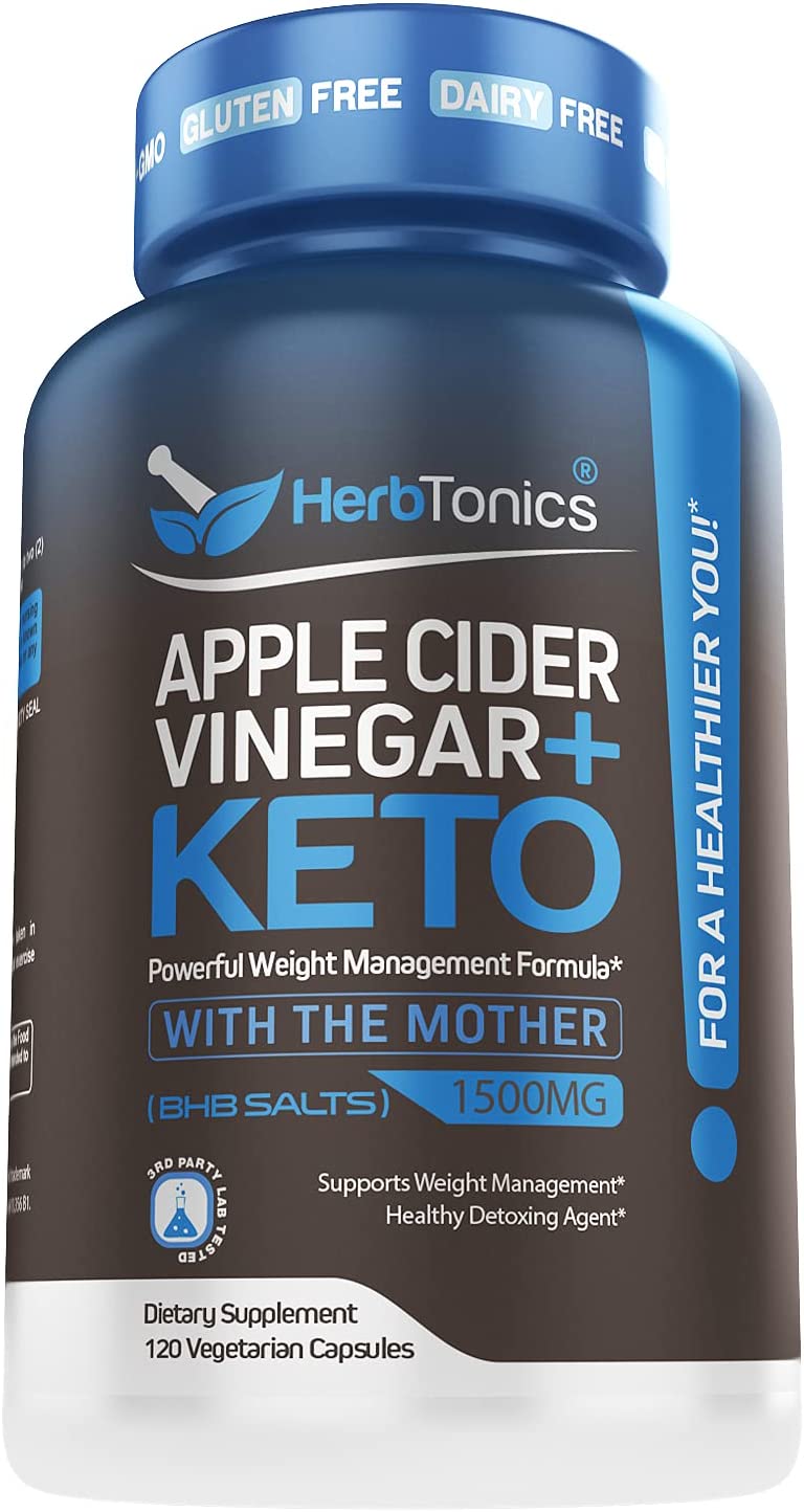 Herbtonics Apple Cider Vinegar Capsules Plus Keto BHB 120 Capsulas