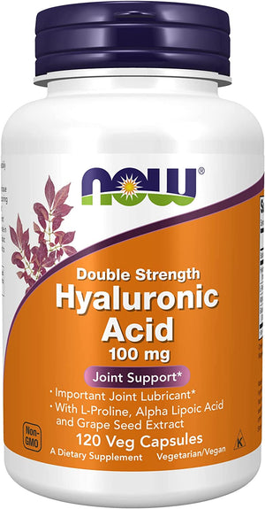 Now Supplements Double Strength Hyaluronic Acid 100Mg. 120 Capsulas
