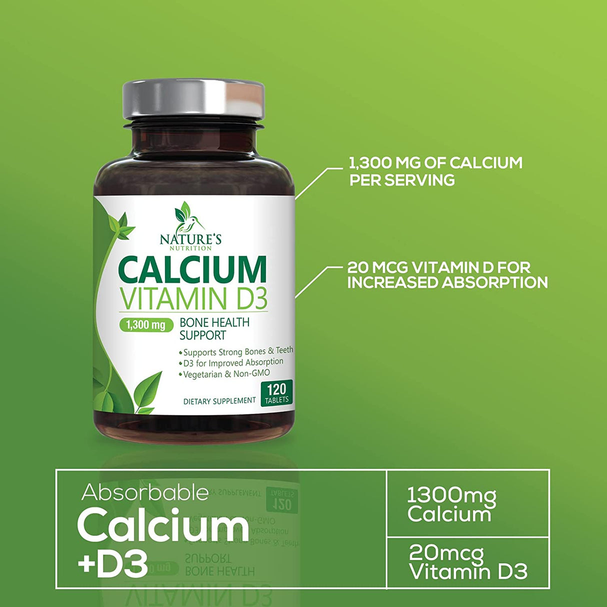Nature´s Nutrition Calcium Vitamin D3 120 Tabletas