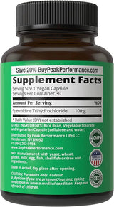 PEAK PERFORMANCE - Peak Performance Spermidine Supplement Ultra High Strength Standardized to 99% Spermidine Trihydrochloride 30 Capsulas - The Red Vitamin MX - Suplementos Alimenticios - {{ shop.shopifyCountryName }}