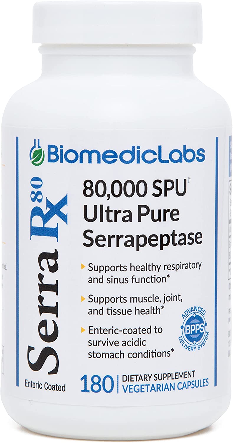 Biomedic Labs RX Serra-RX 80,000 SPU Serrapeptase 180 Capsulas