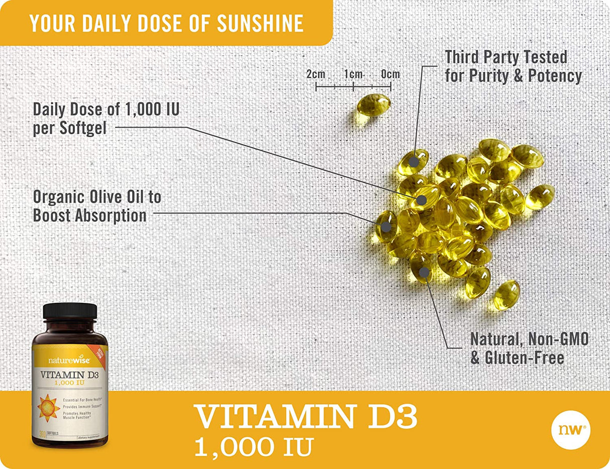 Naturewise Vitamin D3 1,000IU 360 Capsulas Blandas