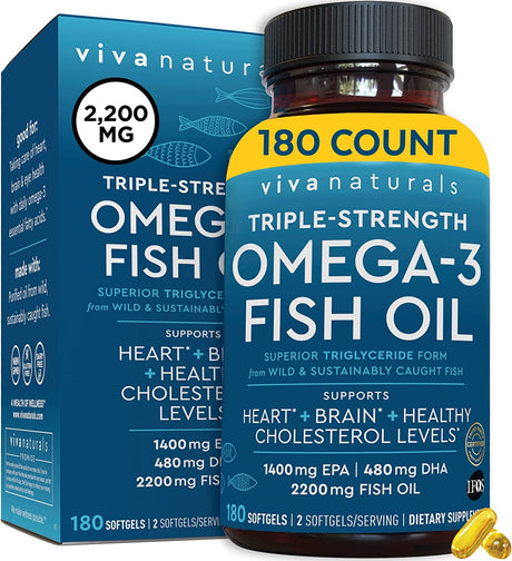 Viva Naturals Triple-Strength Omega-3 Fish Oil 2200Mg.