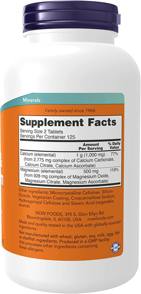 NOW Supplements, Calcium & Magnesium 250 Tabletas