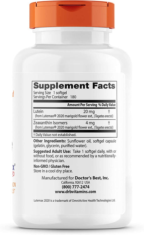 Doctor's Best Lutein with Lutemax 20Mg. 180 Capsulas