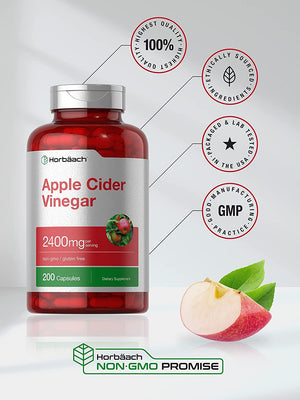 Horbaach Apple Cider Vinegar 2400Mg. 200 Capsulas