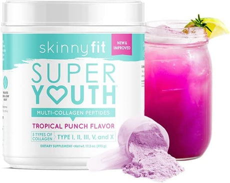 SkinnyFit Super Youth Multi-Collagen Peptides Plus Apple Cider Vinegar, Hyaluronic Acid, & Vitamin C 15.8Oz.