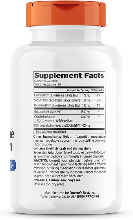 Doctor's Best Glucosamine Chondroitin Msm with OptiMSM 240 Capsulas