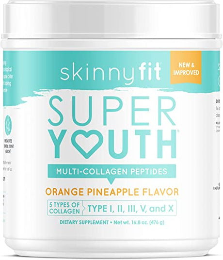 SkinnyFit Super Youth Multi-Collagen Peptides Plus Apple Cider Vinegar, Hyaluronic Acid, & Vitamin C 15.8Oz.