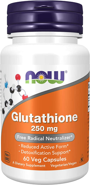 NOW Supplements Glutathione 250Mg. Free Radical Neutralizer 60 Capsulas