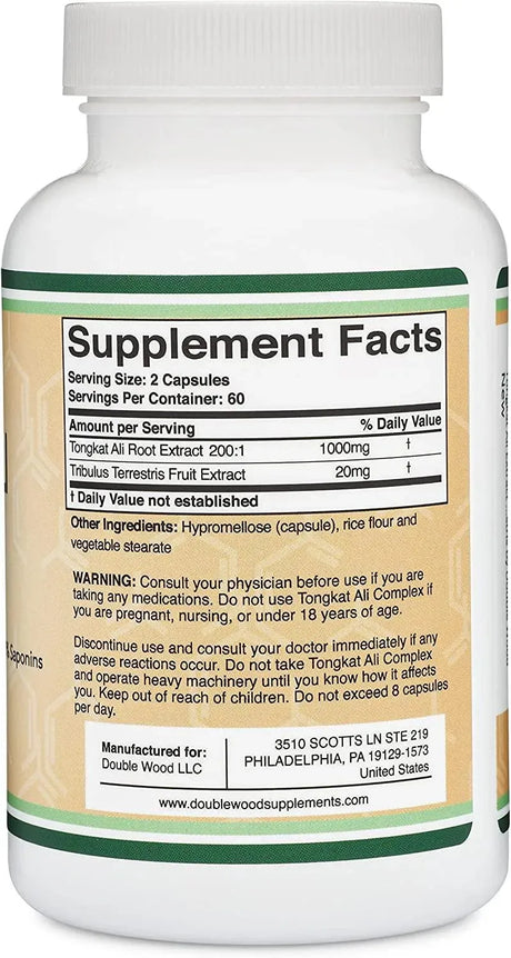 DOUBLE WOOD SUPPLEMENTS - Double Wood Supplements Tongkat Ali Complex 1020Mg. 120 Capsulas - The Red Vitamin MX - Suplementos Alimenticios - {{ shop.shopifyCountryName }}
