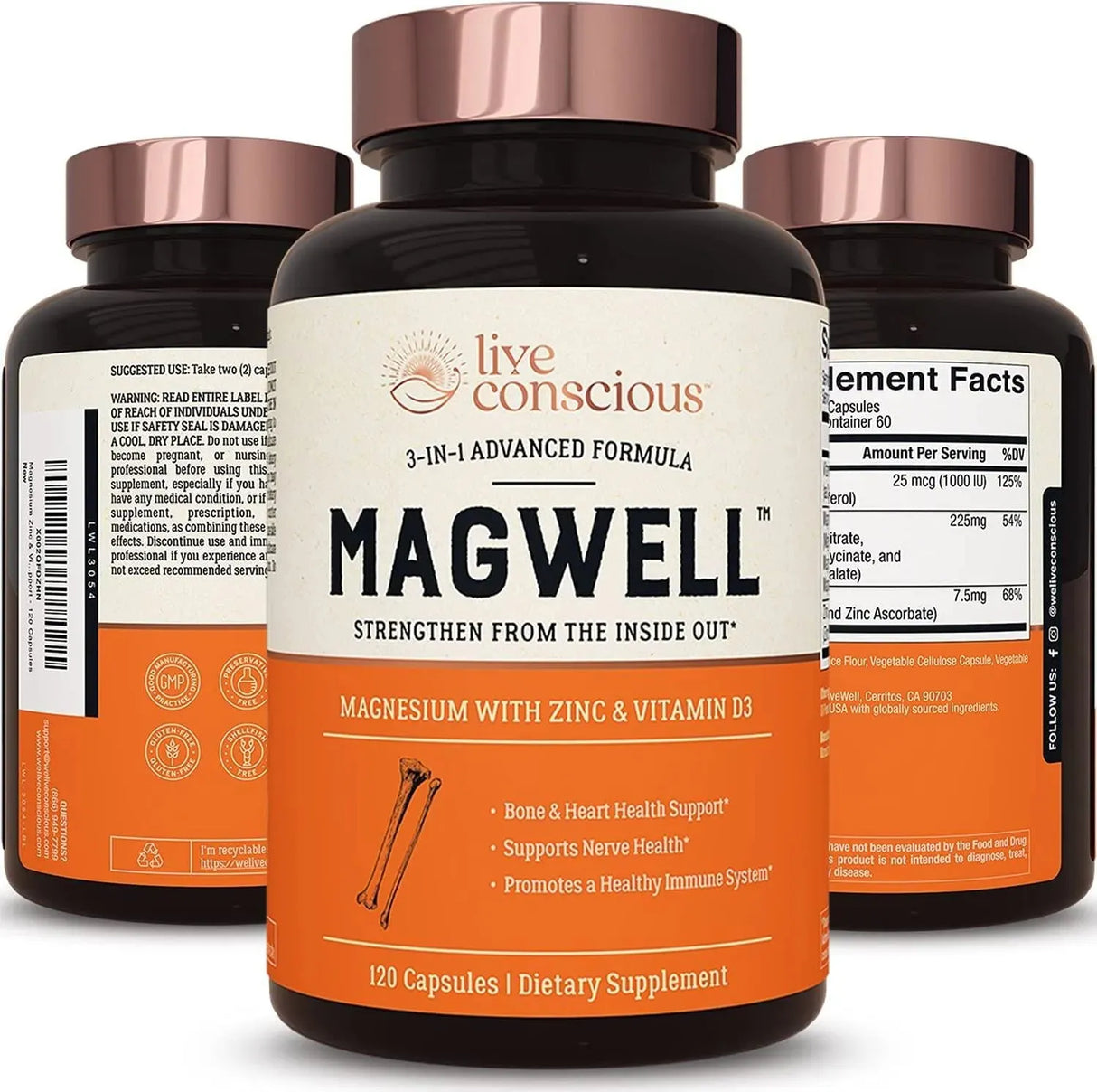 LIVEWELL - Live Conscious Magwell 120 Capsulas - The Red Vitamin MX - Suplementos Alimenticios - {{ shop.shopifyCountryName }}