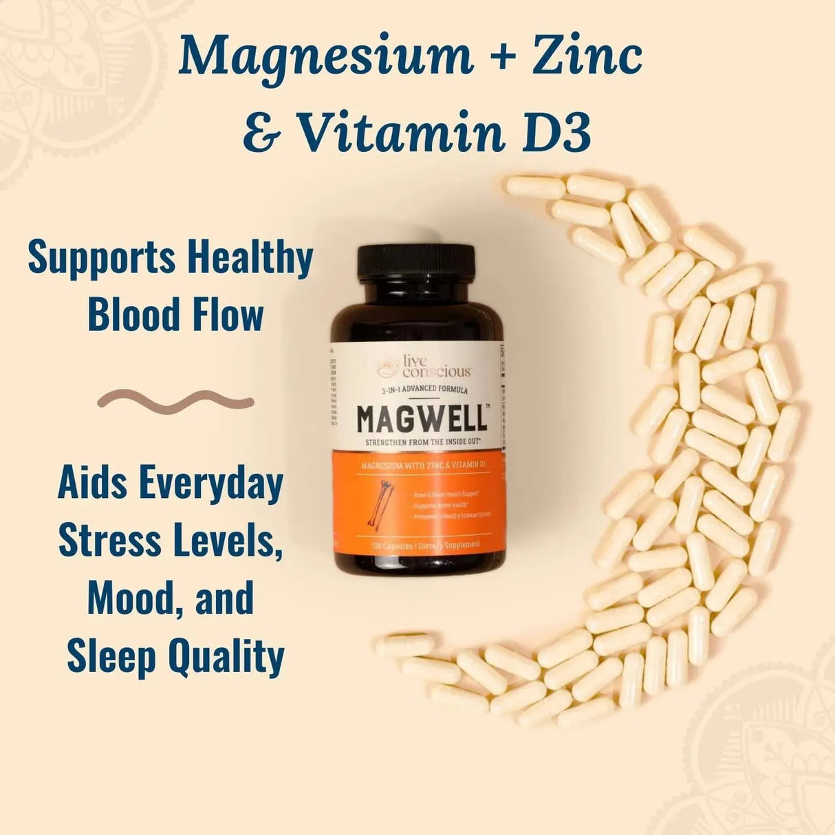 LIVEWELL - Live Conscious Magwell 120 Capsulas - The Red Vitamin MX - Suplementos Alimenticios - {{ shop.shopifyCountryName }}