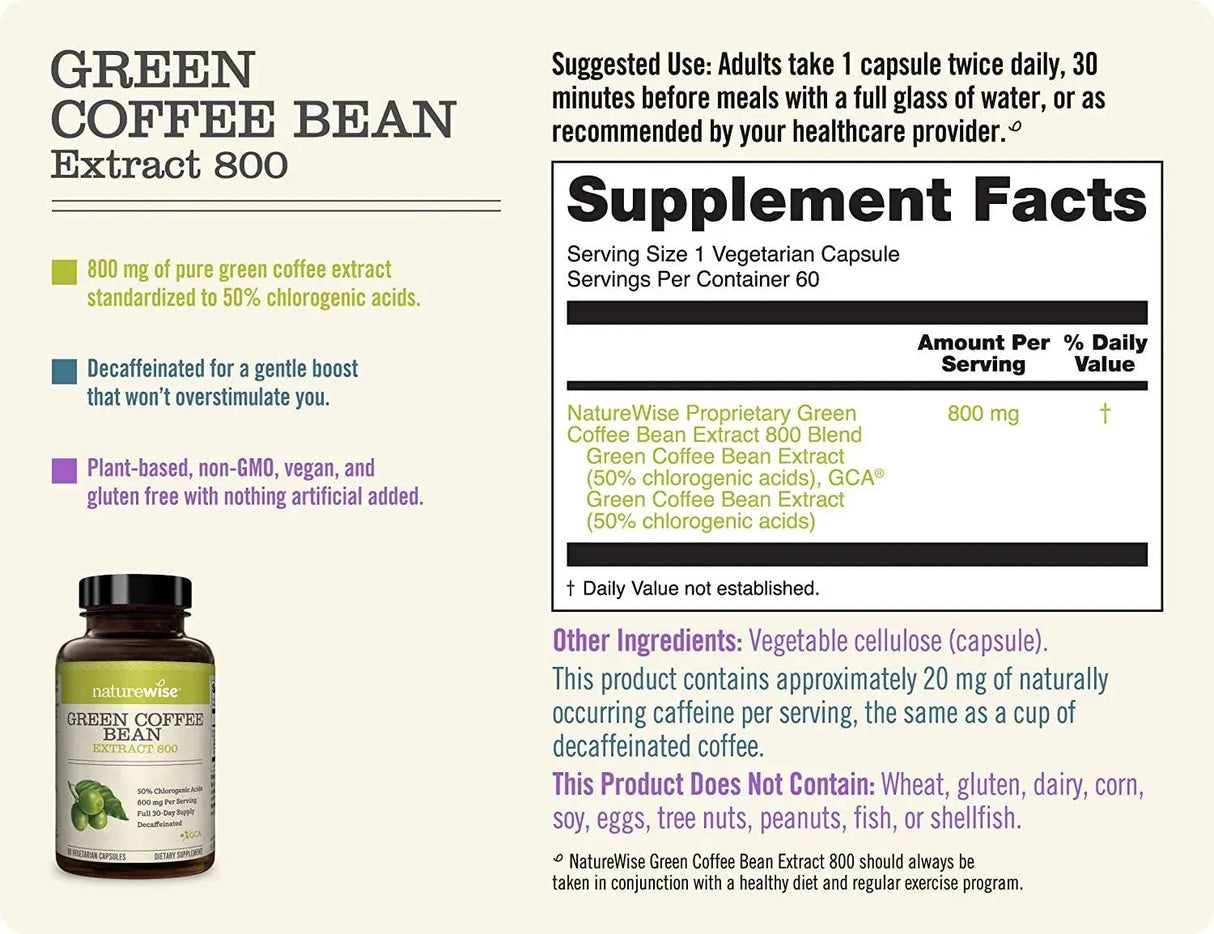 NATUREWISE - Naturewise Green Coffee Bean 800Mg. 60 Capsulas - The Red Vitamin MX - Suplementos Alimenticios - {{ shop.shopifyCountryName }}