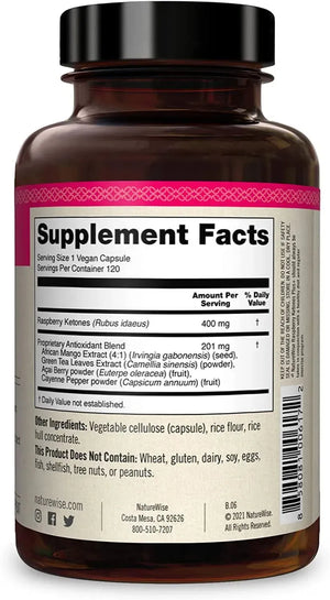 NATUREWISE - Naturewise Raspberry Ketones Plus+ 120 Capsulas - The Red Vitamin MX - Suplementos Alimenticios - {{ shop.shopifyCountryName }}