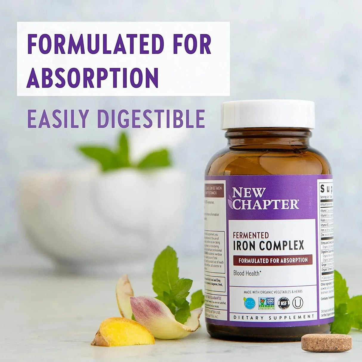 NEW CHAPTER - New Chapter Fermented Iron Complex 60 Tabletas - The Red Vitamin MX - Suplementos Alimenticios - {{ shop.shopifyCountryName }}