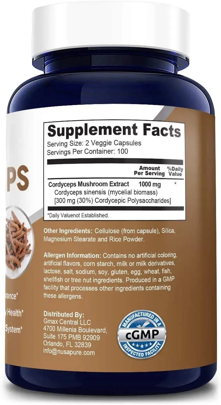 NUSAPURE - Nusapure Cordyceps Extract 1000Mg. 200 Capsulas - The Red Vitamin MX - Suplementos Alimenticios - {{ shop.shopifyCountryName }}