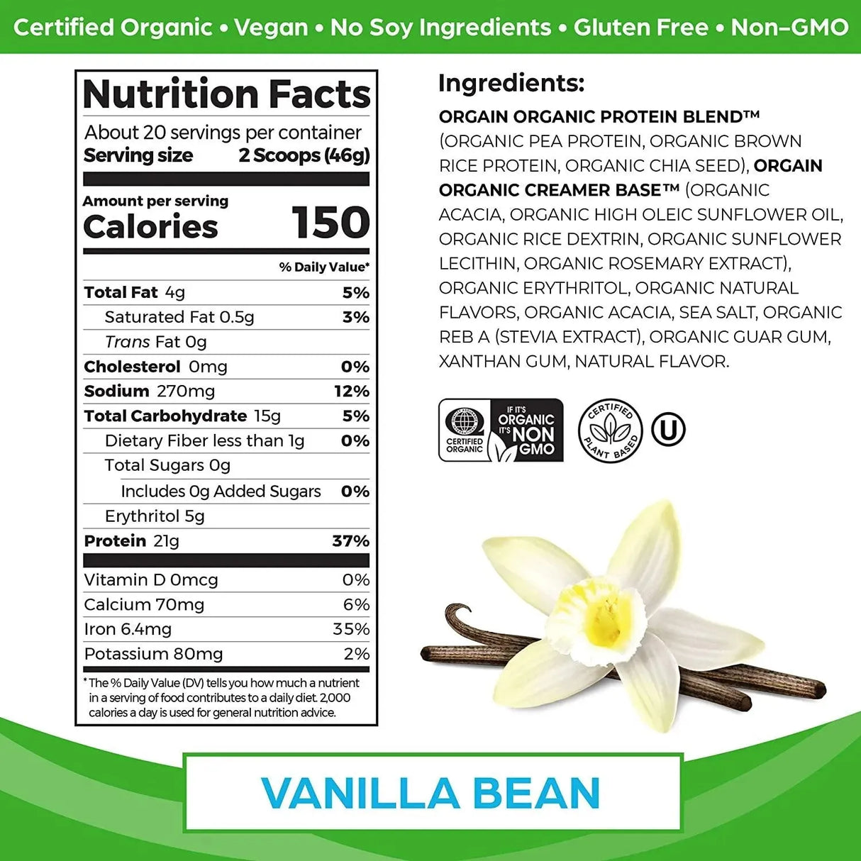 ORGAIN - Orgain Organic Vegan Protein Powder 2.03Lb - The Red Vitamin MX - Suplementos Alimenticios - {{ shop.shopifyCountryName }}