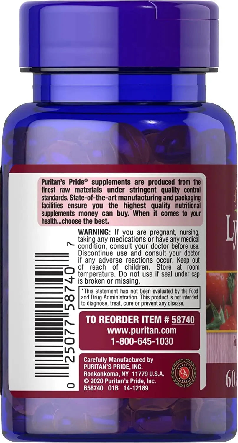 PURITAN'S PRIDE - Puritan's Pride Lycopene 20Mg. 60 Capsulas Blandas - The Red Vitamin MX - Suplementos Alimenticios - {{ shop.shopifyCountryName }}