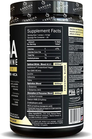 SASCHA FITNESS - Sascha Fitness BCAA + Glutamine Powder 12.8Oz. - The Red Vitamin MX - Suplementos Alimenticios - {{ shop.shopifyCountryName }}
