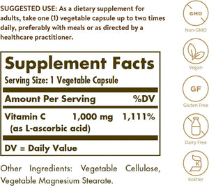 SOLGAR - Solgar Vitamin C 1000Mg. 100 Capsulas - The Red Vitamin MX - Suplementos Alimenticios - {{ shop.shopifyCountryName }}