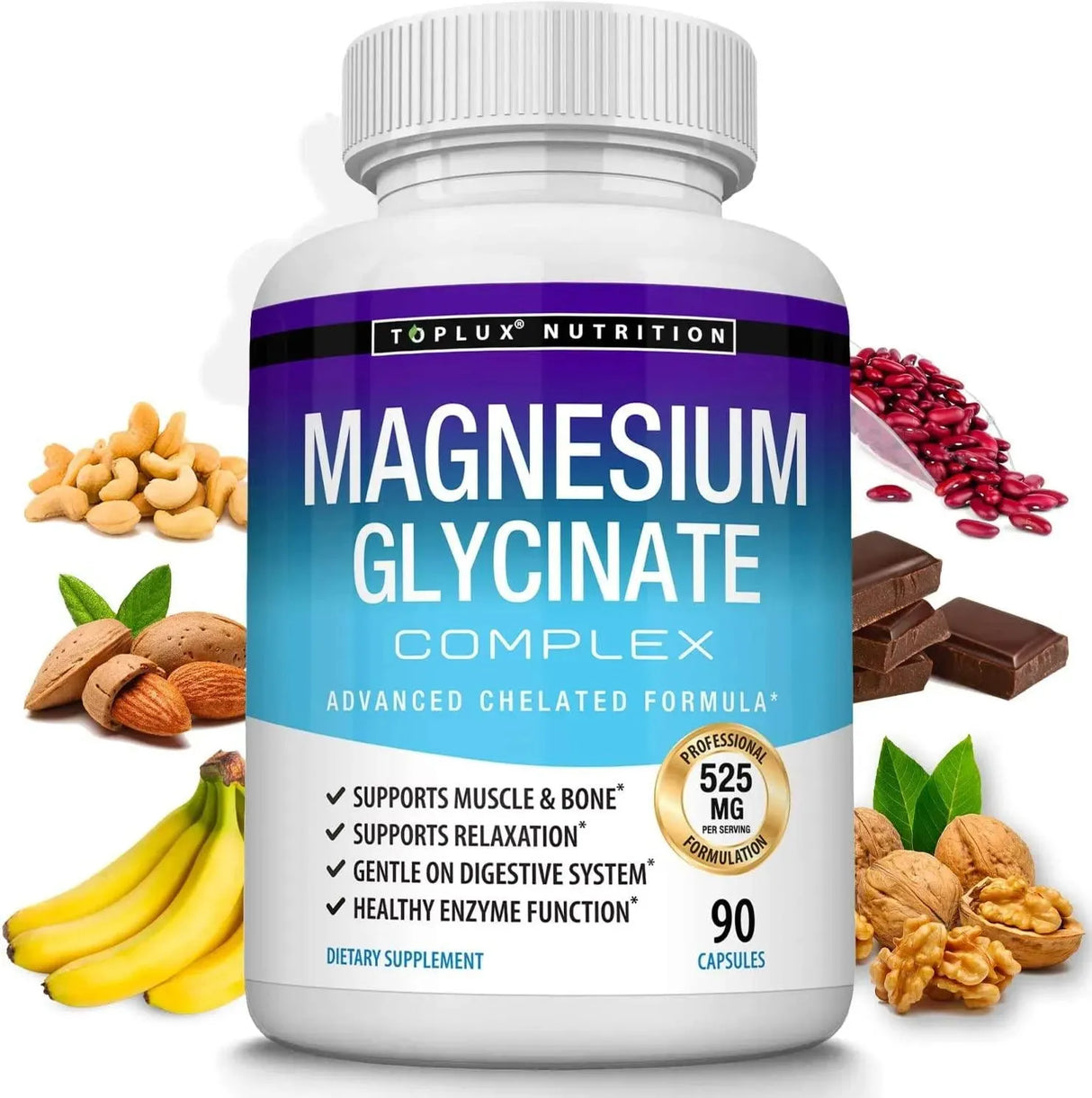 TOPLUX - Toplux Magnesium Glycinate Complex 525Mg. 90 Capsulas - The Red Vitamin MX - Suplementos Alimenticios - {{ shop.shopifyCountryName }}